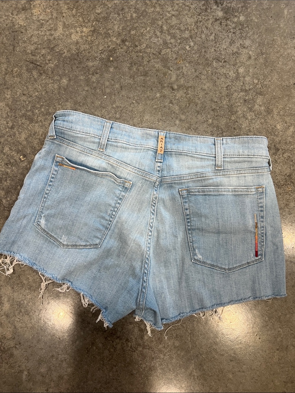 Ariat Light Wash Frayed Hem Denim Shorts - Picture 4 of 5